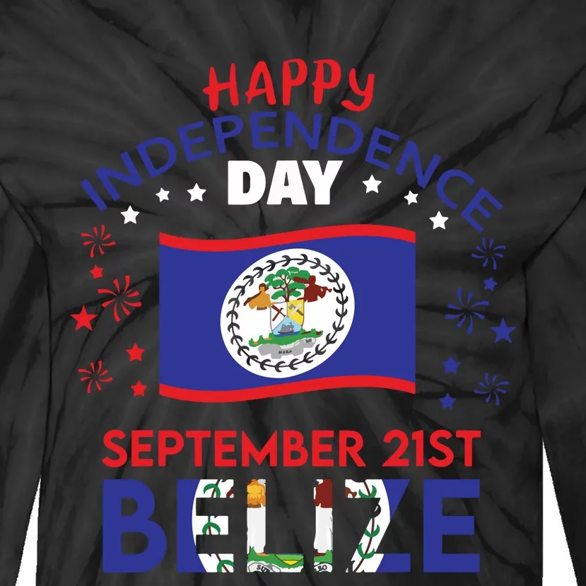 Belize 43rd Independence Day Belizean Pride Belize Flag Tie-Dye Long Sleeve Shirt