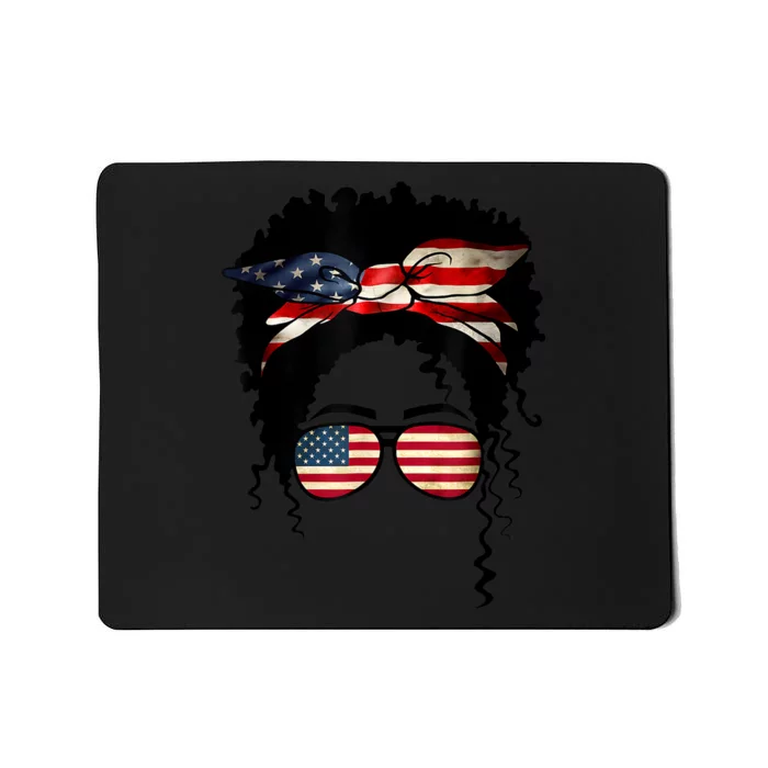 Black 4th Of July African American Flag Queen Black Mousepad