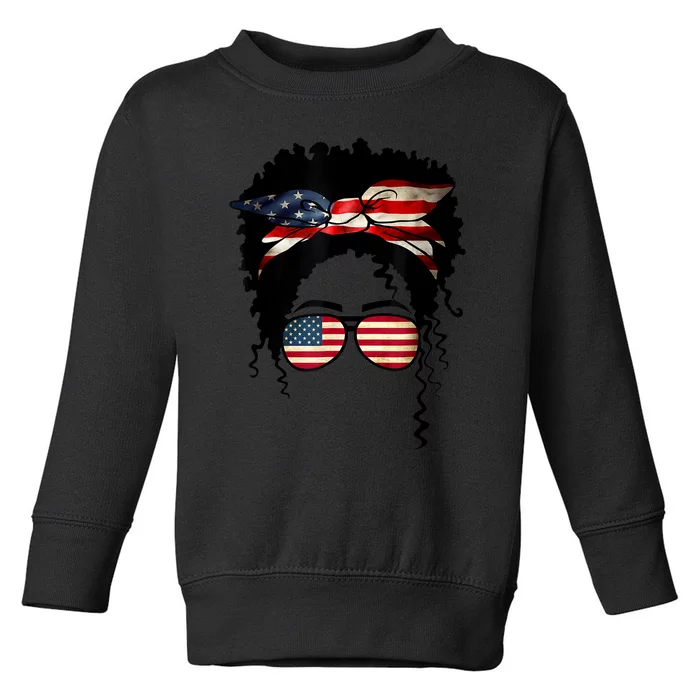 Black 4th Of July African American Flag Queen Black Toddler Sweatshirt