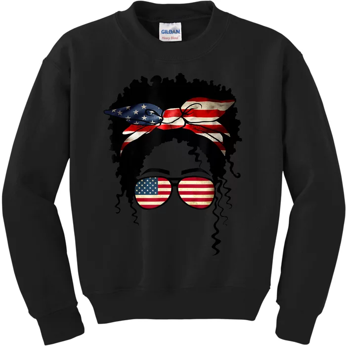 Black 4th Of July African American Flag Queen Black Kids Sweatshirt