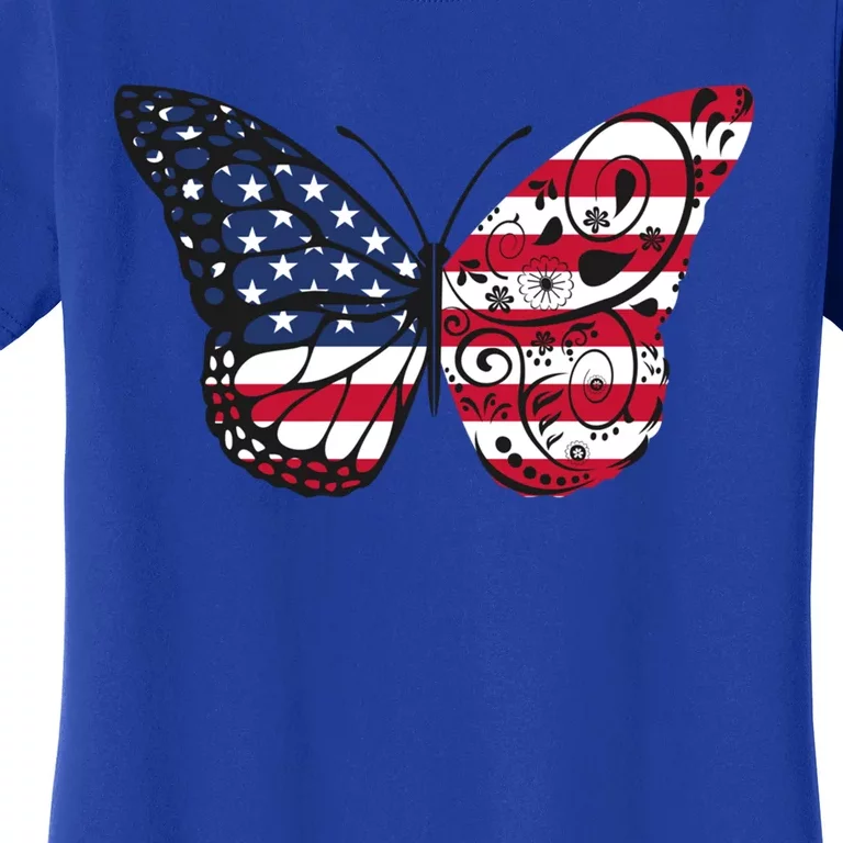 Butterfly 4th Of July American Flag Patriotic Gift Women's T-Shirt