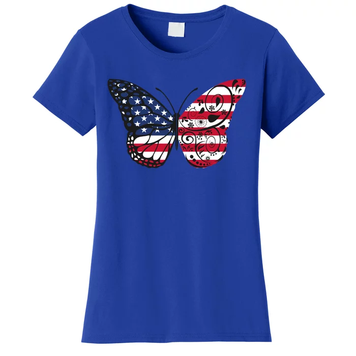 Butterfly 4th Of July American Flag Patriotic Gift Women's T-Shirt