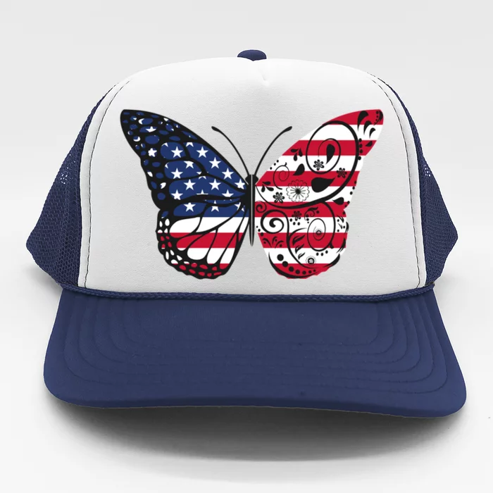 Butterfly 4th Of July American Flag Patriotic Gift Trucker Hat