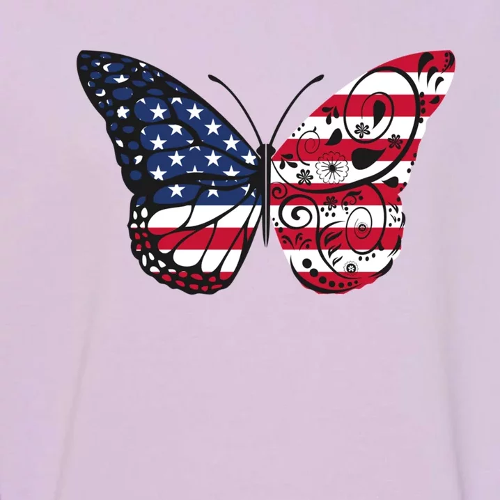 Butterfly 4th Of July American Flag Patriotic Gift Garment-Dyed Sweatshirt