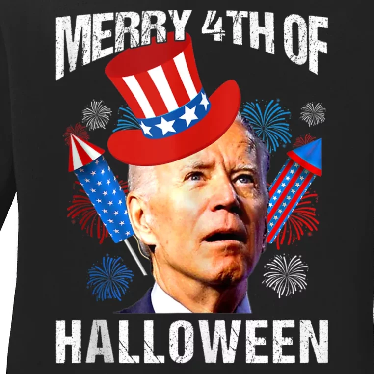 Biden 4th Of July Joe Biden Merry 4th Of Halloween Ladies Long Sleeve Shirt