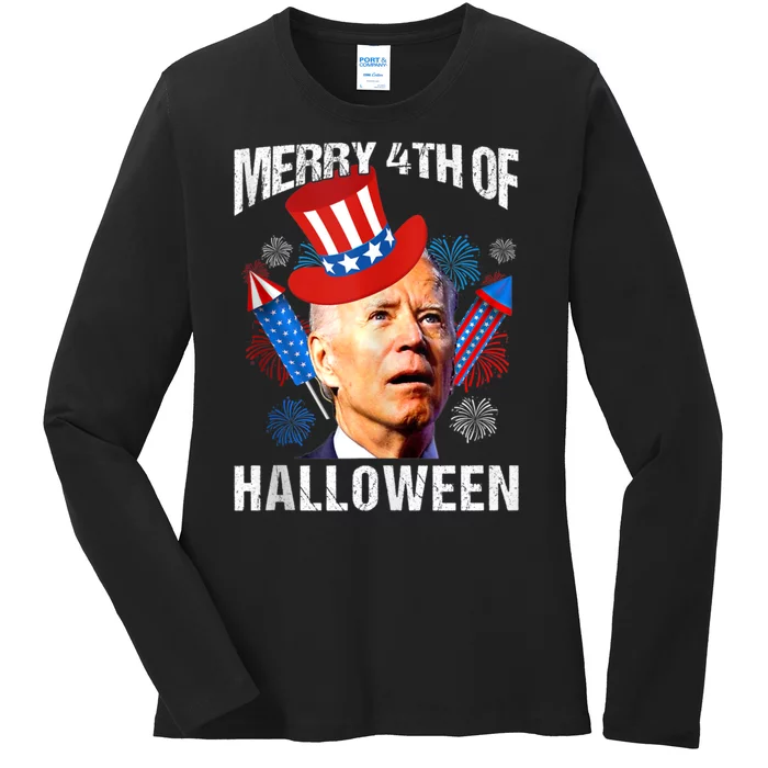 Biden 4th Of July Joe Biden Merry 4th Of Halloween Ladies Long Sleeve Shirt