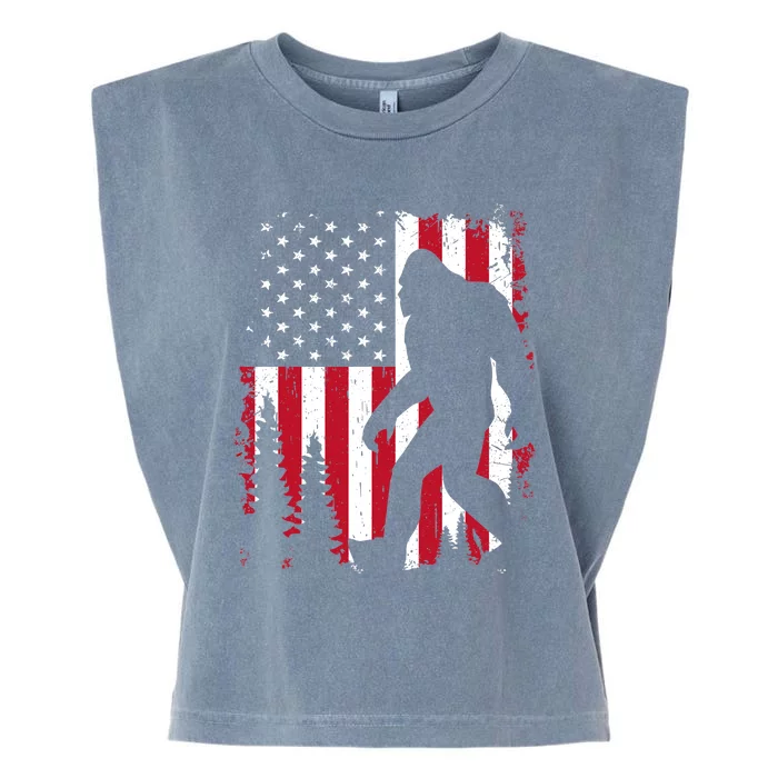 Bigfoot 4th of July American USA Flag Patriotic Garment-Dyed Women's Muscle Tee