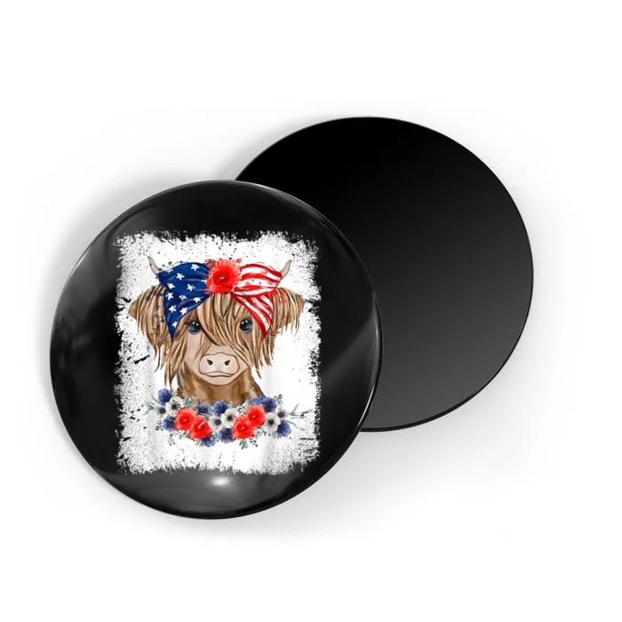 Bleached 4th Of July Long Haired Calf USA Patriotic Cow Magnet