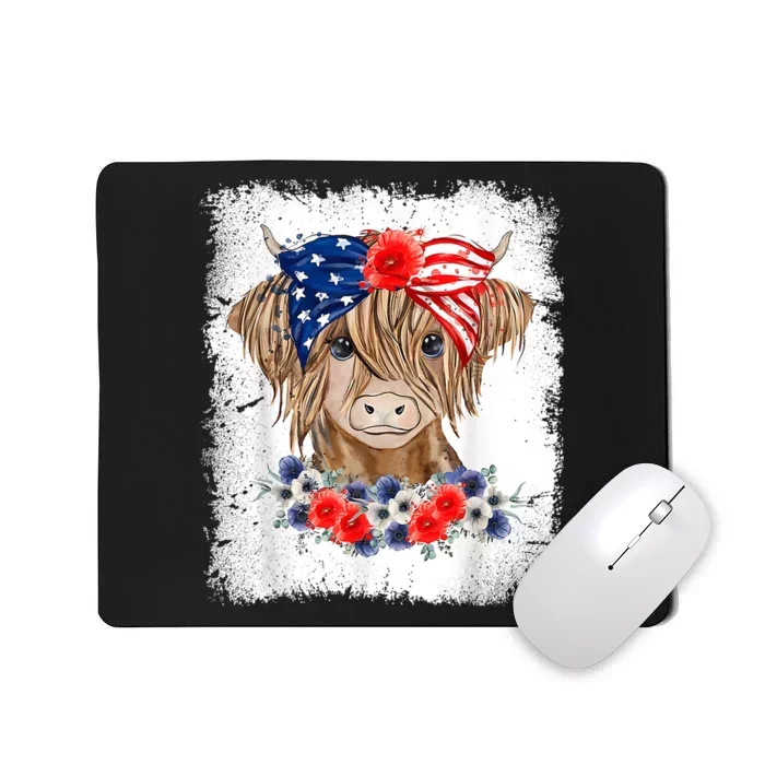 Bleached 4th Of July Long Haired Calf USA Patriotic Cow Mousepad