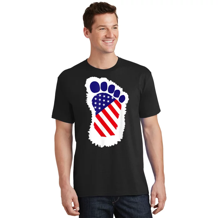 Bigfoot 4th Of July Bigfoot American Flag T-Shirt