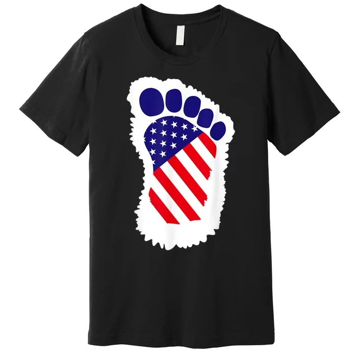 Bigfoot 4th Of July Bigfoot American Flag Premium T-Shirt