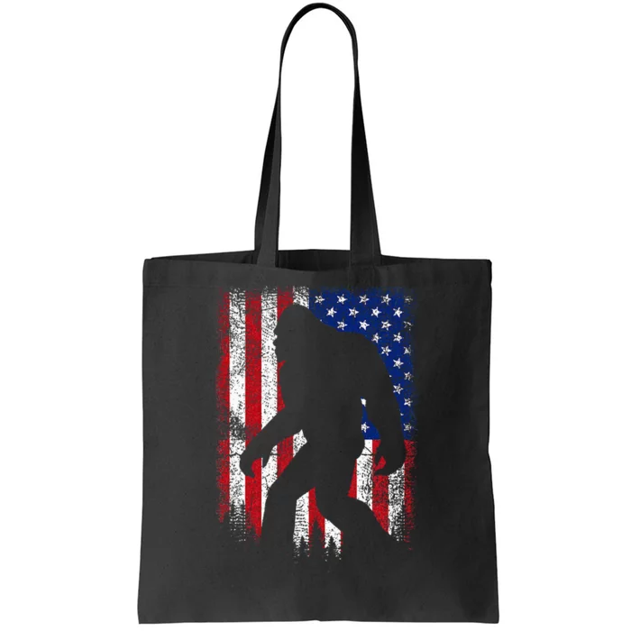 Bigfoot 4th Of July American USA Flag Patriotic Veterans Day Tote Bag