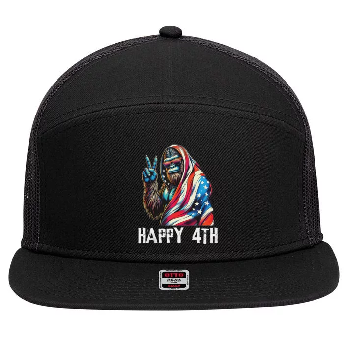 Bigfoot 4th Of July Happy 4th Patriotic Usa Teens Tank Top 7 Panel Mesh Trucker Snapback Hat