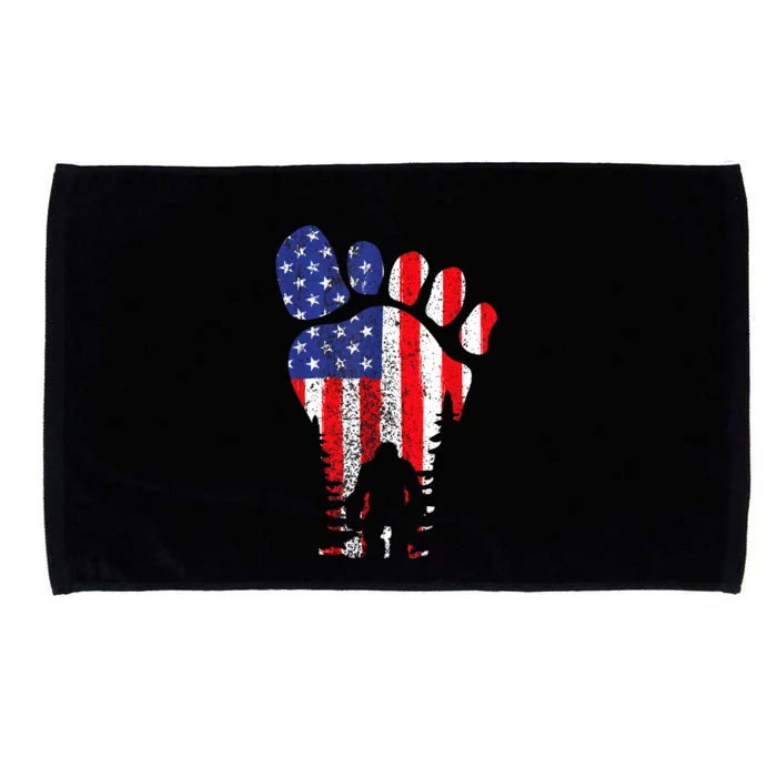 Bigfoot 4th Of July Sasquatch American Flag Patriotic Microfiber Hand Towel