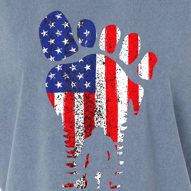 Bigfoot 4th Of July Sasquatch American Flag Patriotic Garment-Dyed Women's Muscle Tee