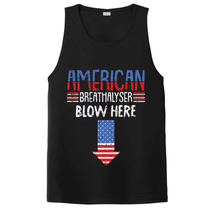 Breathalyzer 4th Of July Funny American Flag Patriotic Performance Tank