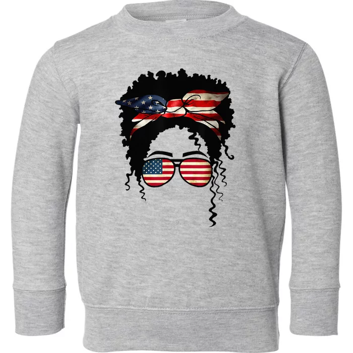 Black 4th Of July African American Flag Queen Black Toddler Sweatshirt