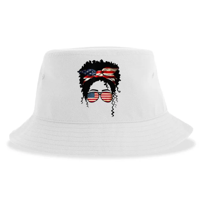 Black 4th Of July African American Flag Queen Black Sustainable Bucket Hat