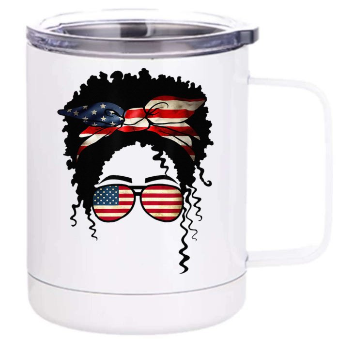 Black 4th Of July African American Flag Queen Black Front & Back 12oz Stainless Steel Tumbler Cup