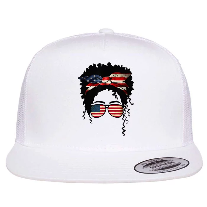 Black 4th Of July African American Flag Queen Black Flat Bill Trucker Hat