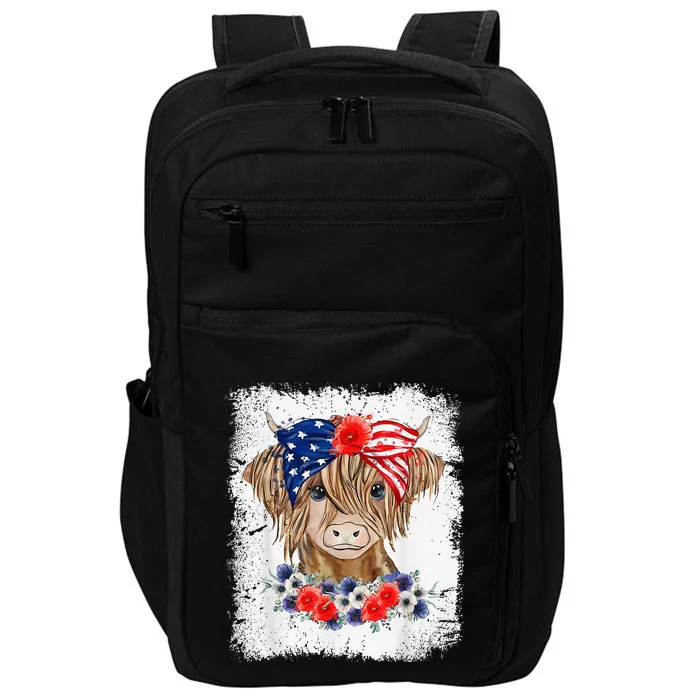 Bleached 4th Of July Long Haired Calf USA Patriotic Cow Impact Tech Backpack