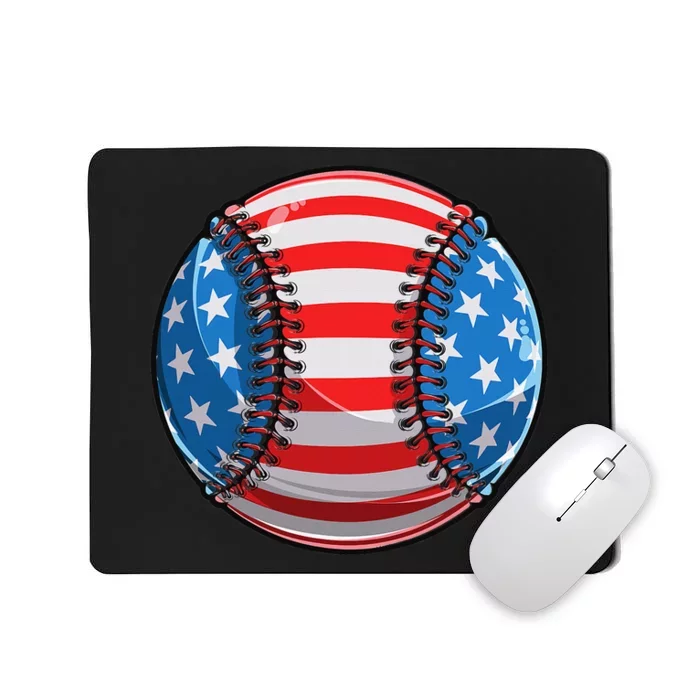 Baseball 4th Of July American Flag Mousepad