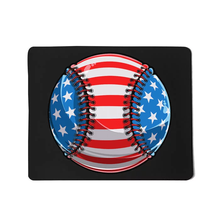 Baseball 4th Of July American Flag Mousepad