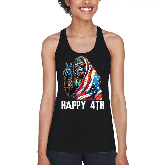 Bigfoot 4th Of July Happy 4th Patriotic Usa Teens Women's Racerback Tank