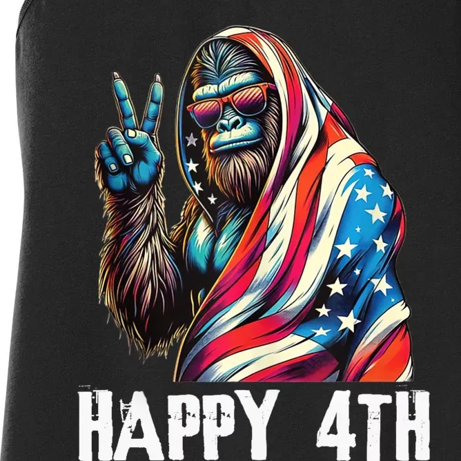 Bigfoot 4th Of July Happy 4th Patriotic Usa Teens Women's Racerback Tank