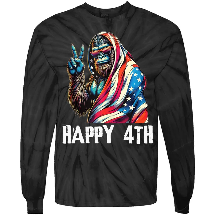 Bigfoot 4th Of July Happy 4th Patriotic Usa Teens Tie-Dye Long Sleeve Shirt