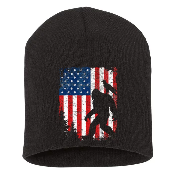 Bigfoot 4th of July Bald Eagle American USA Flag Patriotic Short Acrylic Beanie