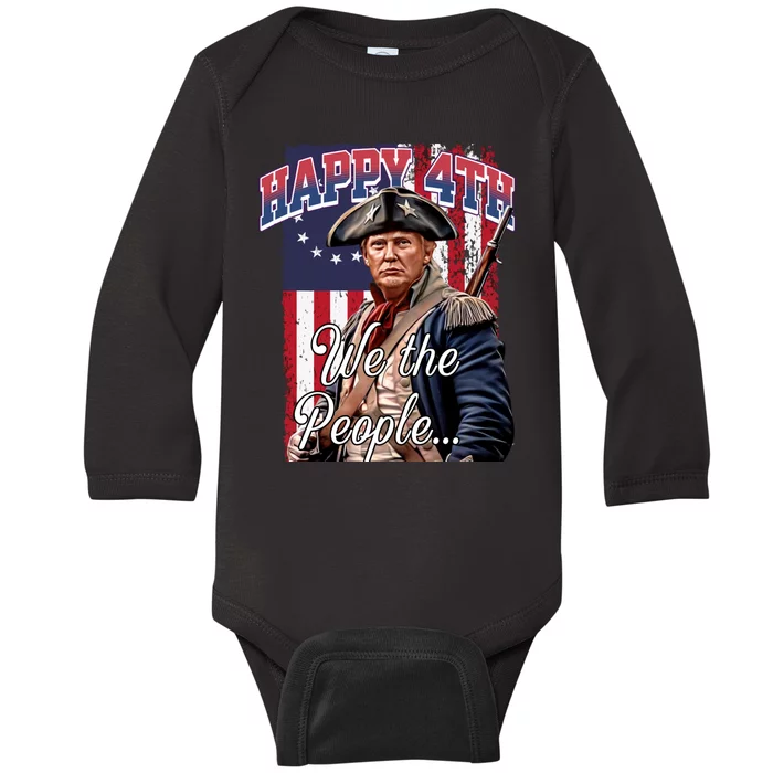 Biden 4th Of July Great Again Patriotic Trump Baby Long Sleeve Bodysuit