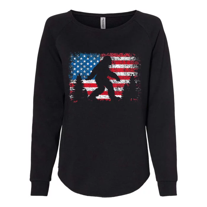 Bigfoot 4th Of July American Usa Flag Patriotic Womens California Wash Sweatshirt