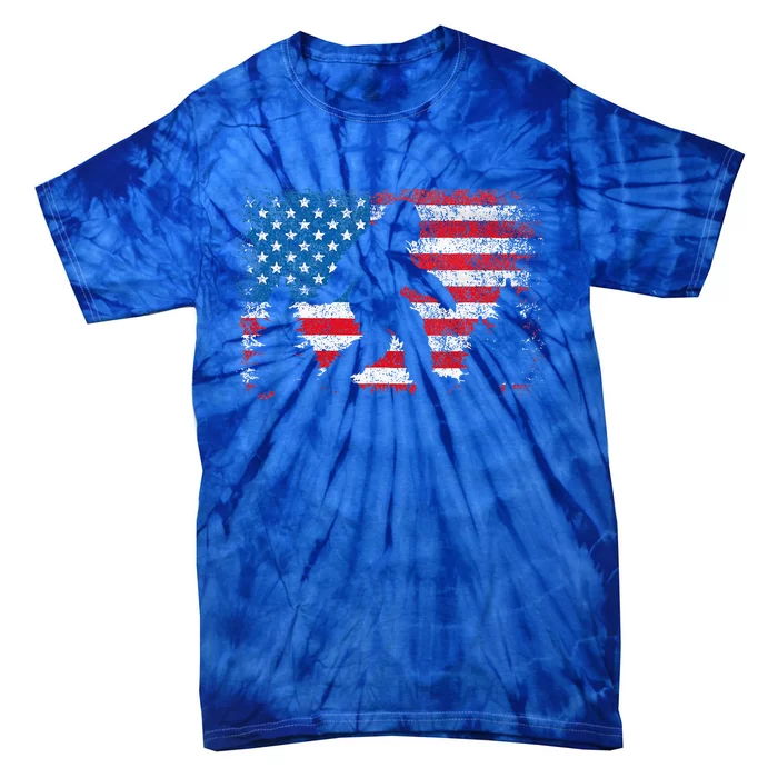 Bigfoot 4th Of July American Usa Flag Patriotic Tie-Dye T-Shirt