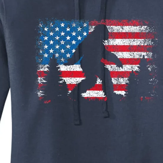 Bigfoot 4th Of July American Usa Flag Patriotic Women's Pullover Hoodie