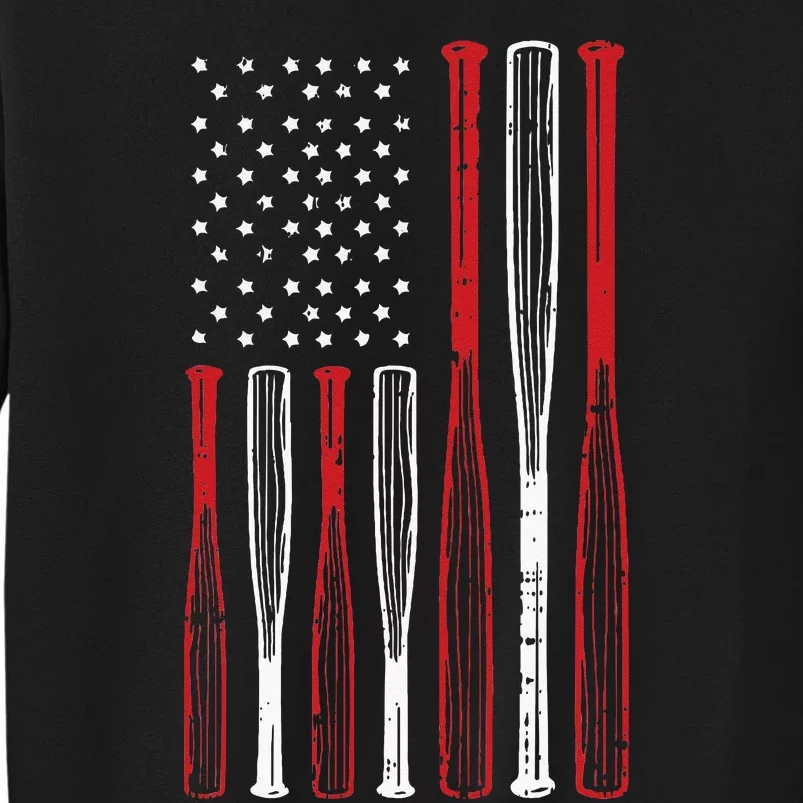 Baseball 4th Of July American Flag Patriotic Sports Player Tall Sweatshirt