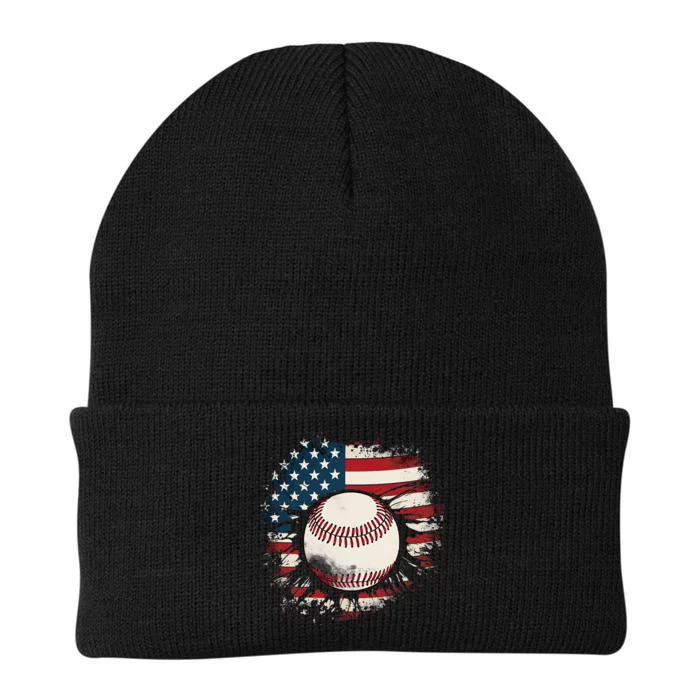 Baseball 4th Of July USA American Flag Patriotic Knit Cap Winter Beanie