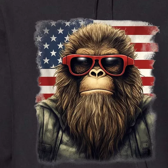 Bigfoot 4th Of July American USA Flag Patriotic Premium Hoodie