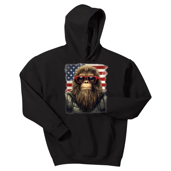 Bigfoot 4th Of July American USA Flag Patriotic Kids Hoodie