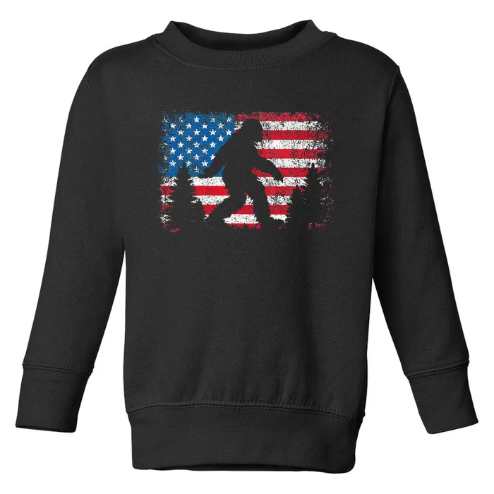 Bigfoot 4th Of July American Usa Flag Patriotic Toddler Sweatshirt