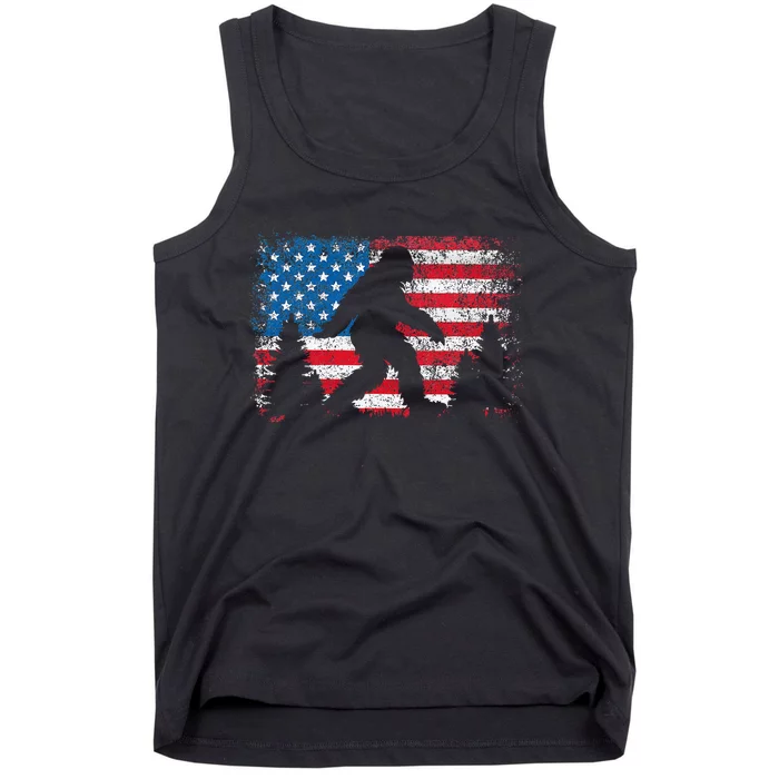 Bigfoot 4th Of July American Usa Flag Patriotic Tank Top