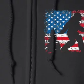 Bigfoot 4th Of July American Usa Flag Patriotic Full Zip Hoodie