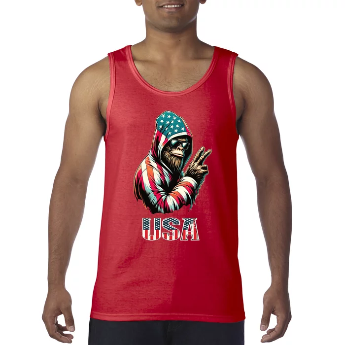 Bigfoot 4th Of July Usa Patriotic Sasquatch Tank Top