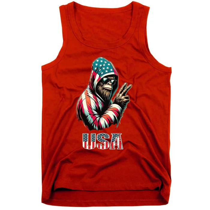 Bigfoot 4th Of July Usa Patriotic Sasquatch Tank Top