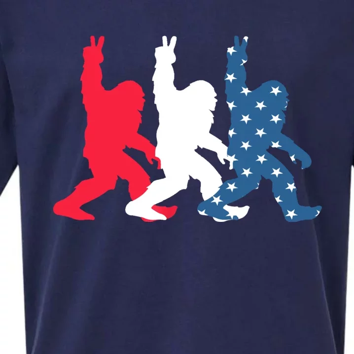 Bigfoot 4th Of July Sasquatch American Flag Patriotic USA Sueded Cloud Jersey T-Shirt