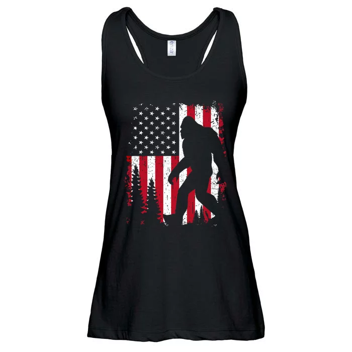 Bigfoot 4th Of July American Usa Flag Patriotic Ladies Essential Flowy Tank