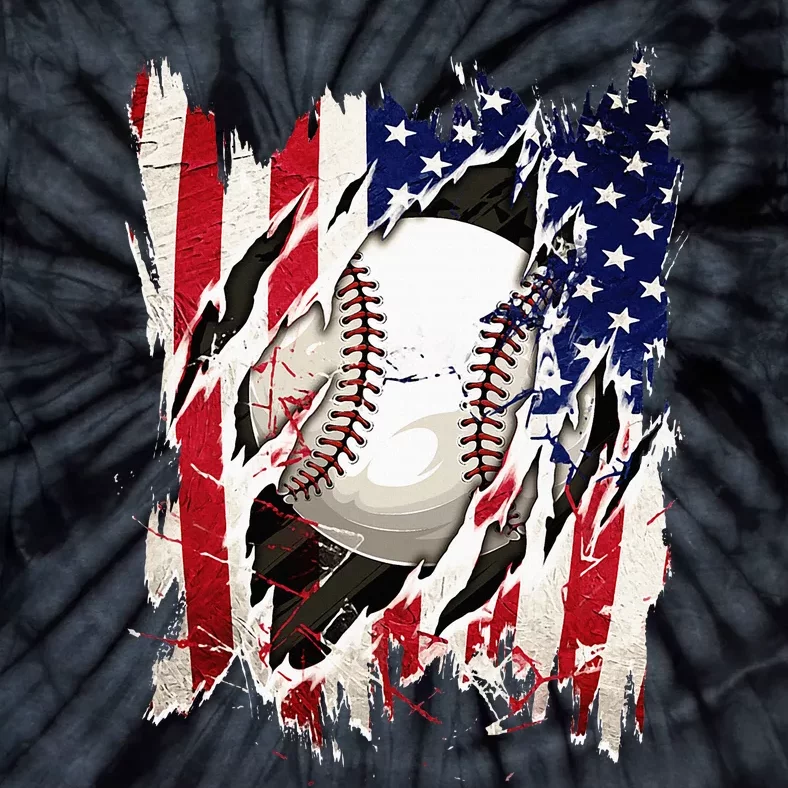 Baseball 4th Of July Patriotic Usa American Flag Tie-Dye T-Shirt