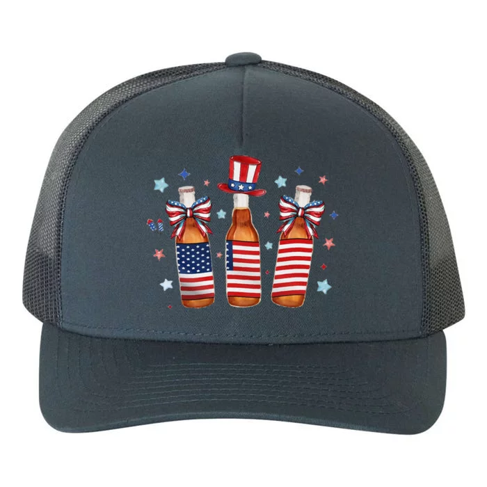 Bottle 4th Of JulyPatriotic American Flag Yupoong Adult 5-Panel Trucker Hat