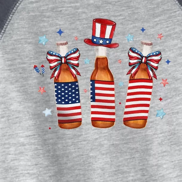 Bottle 4th Of JulyPatriotic American Flag Toddler Fine Jersey T-Shirt