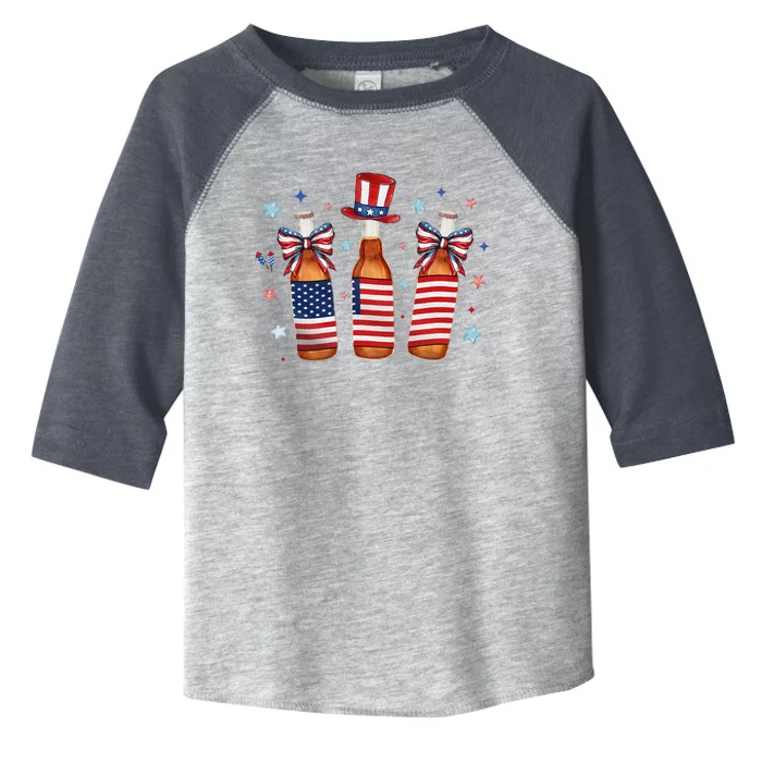 Bottle 4th Of JulyPatriotic American Flag Toddler Fine Jersey T-Shirt